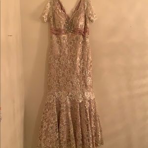 Short sleeved embellished gown